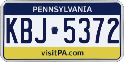 PA license plate KBJ5372