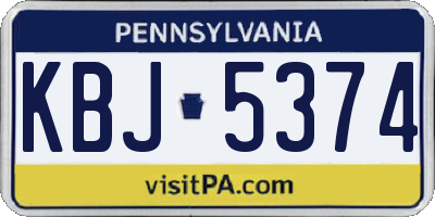 PA license plate KBJ5374