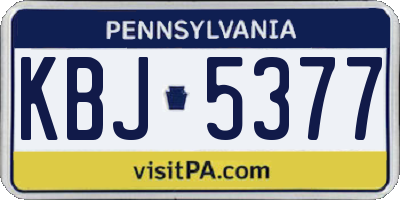 PA license plate KBJ5377