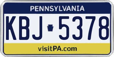 PA license plate KBJ5378