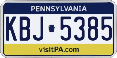 PA license plate KBJ5385