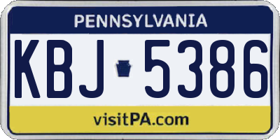 PA license plate KBJ5386