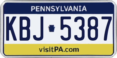 PA license plate KBJ5387