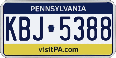 PA license plate KBJ5388