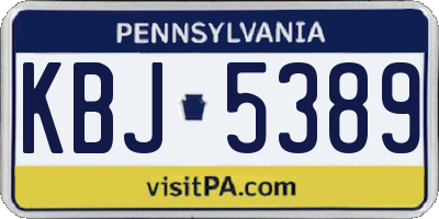 PA license plate KBJ5389