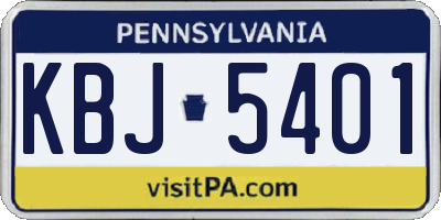 PA license plate KBJ5401