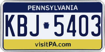 PA license plate KBJ5403