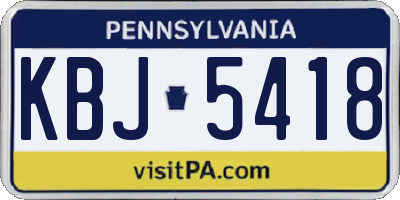 PA license plate KBJ5418