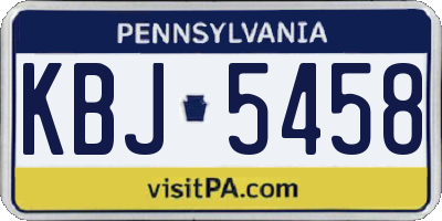 PA license plate KBJ5458