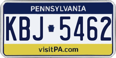 PA license plate KBJ5462