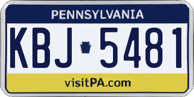 PA license plate KBJ5481