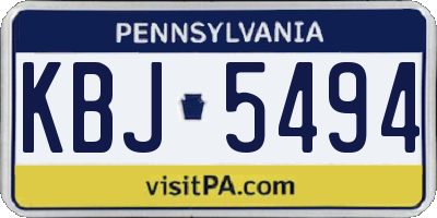 PA license plate KBJ5494