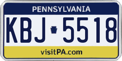 PA license plate KBJ5518