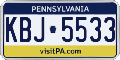 PA license plate KBJ5533