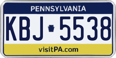 PA license plate KBJ5538