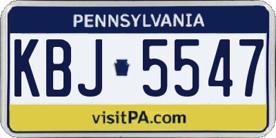 PA license plate KBJ5547
