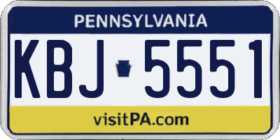 PA license plate KBJ5551