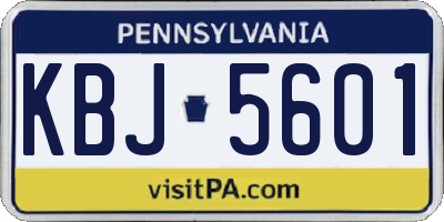 PA license plate KBJ5601