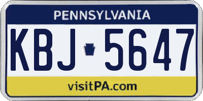 PA license plate KBJ5647