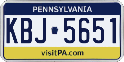 PA license plate KBJ5651