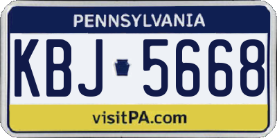PA license plate KBJ5668