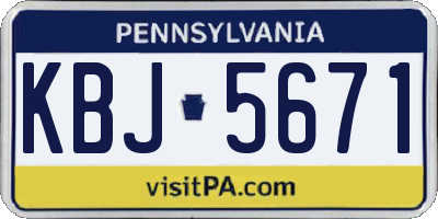 PA license plate KBJ5671