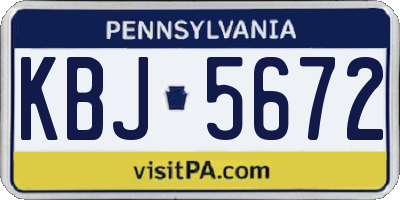 PA license plate KBJ5672