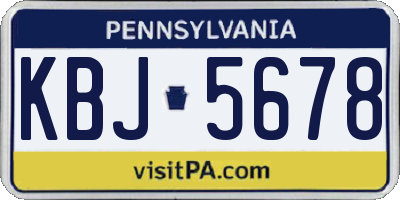 PA license plate KBJ5678