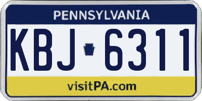PA license plate KBJ6311