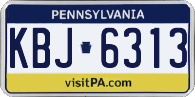 PA license plate KBJ6313