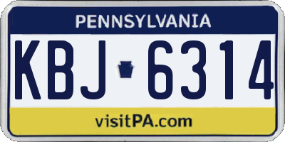 PA license plate KBJ6314