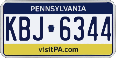 PA license plate KBJ6344