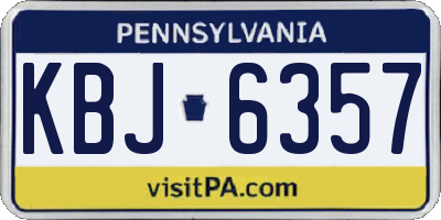 PA license plate KBJ6357