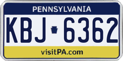 PA license plate KBJ6362