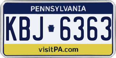 PA license plate KBJ6363