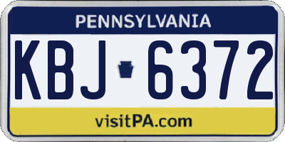 PA license plate KBJ6372