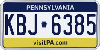 PA license plate KBJ6385