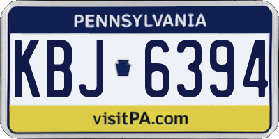 PA license plate KBJ6394