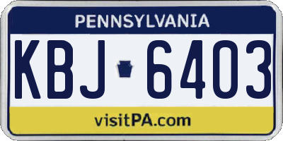 PA license plate KBJ6403