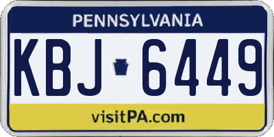 PA license plate KBJ6449