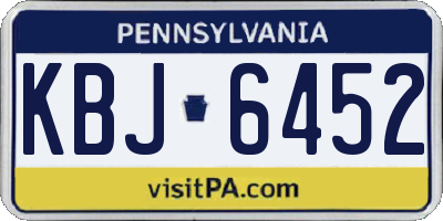 PA license plate KBJ6452