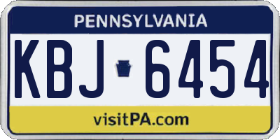 PA license plate KBJ6454