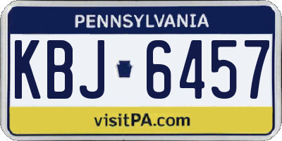 PA license plate KBJ6457