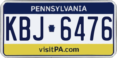 PA license plate KBJ6476