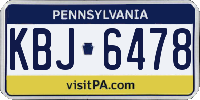 PA license plate KBJ6478