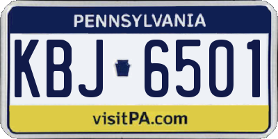 PA license plate KBJ6501