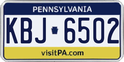 PA license plate KBJ6502