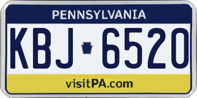 PA license plate KBJ6520