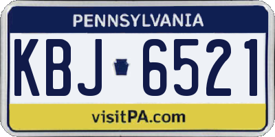 PA license plate KBJ6521
