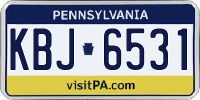 PA license plate KBJ6531